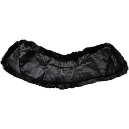 Dolce & Gabbana Black Lamb Fur Collar Women Neck Wrap Scarf