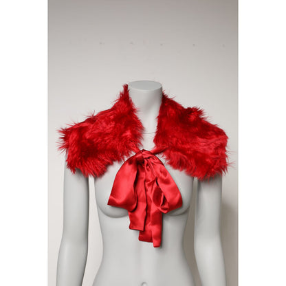 Dolce & Gabbana Red Alpaca Fur Women Neck Warmer Winter Scarf