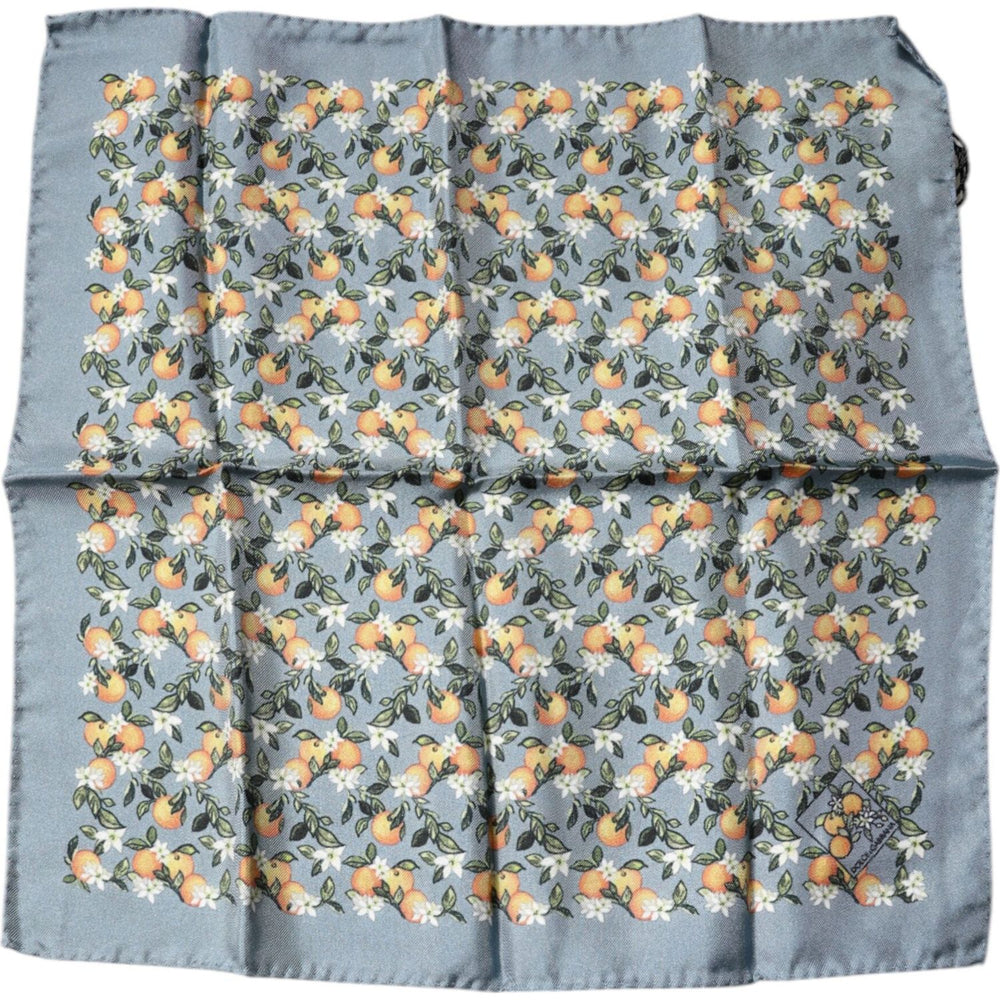 Dolce & Gabbana Gray Oranges Silk Square Handkerchief Scarf MS7330