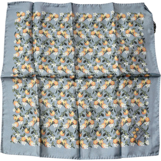 Dolce & Gabbana Gray Oranges Silk Square Handkerchief Scarf MS7330