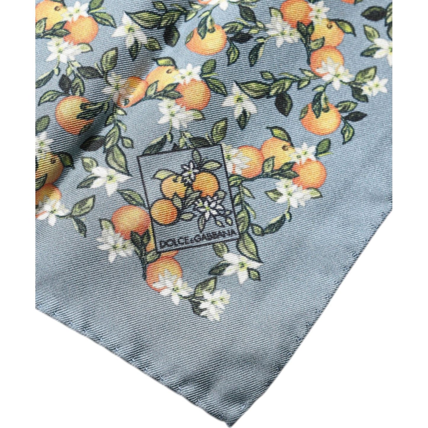 Dolce & Gabbana Gray Oranges Silk Square Handkerchief Scarf MS7330