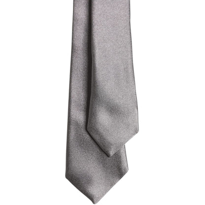 Dolce & Gabbana Metallic Silver Silk Adjustable Necktie Tie