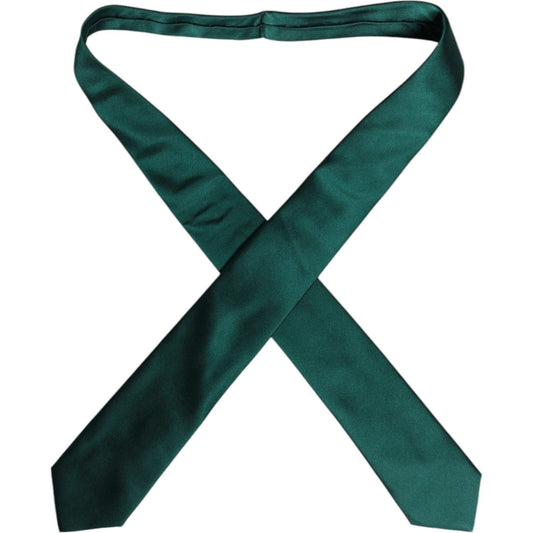 Dolce & Gabbana Green Solid Cotton Adjustable Necktie Tie KRA3468