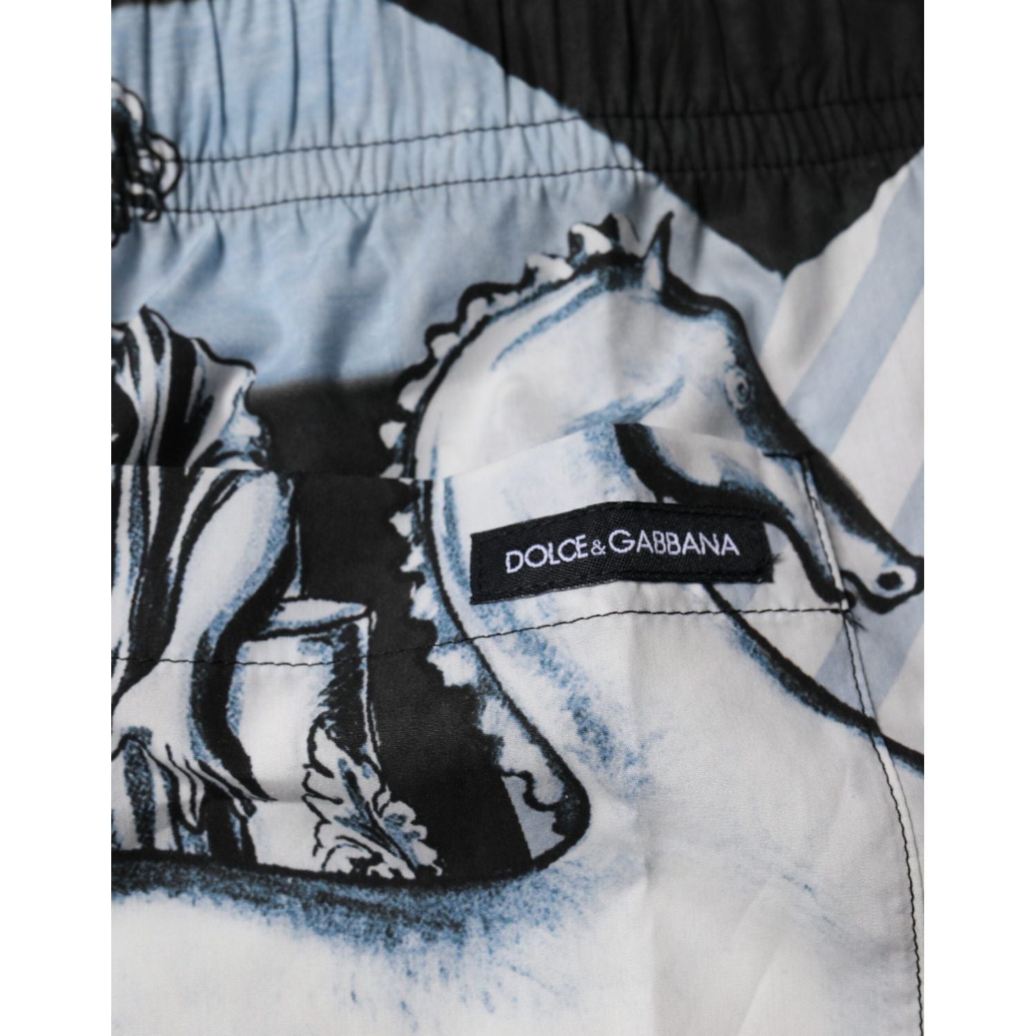 Dolce & Gabbana Blue Statue Print Cotton Mens Shorts