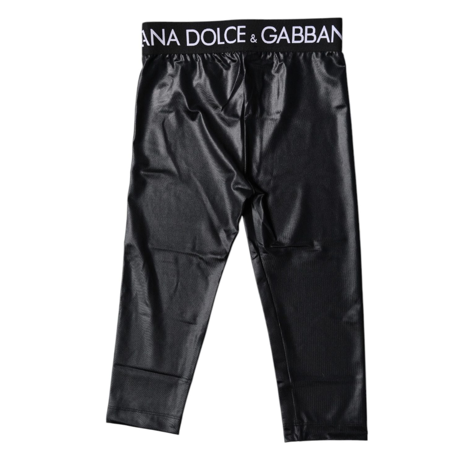 Dolce & Gabbana Black Logo Nylon Cropped Tights Pants Underwear