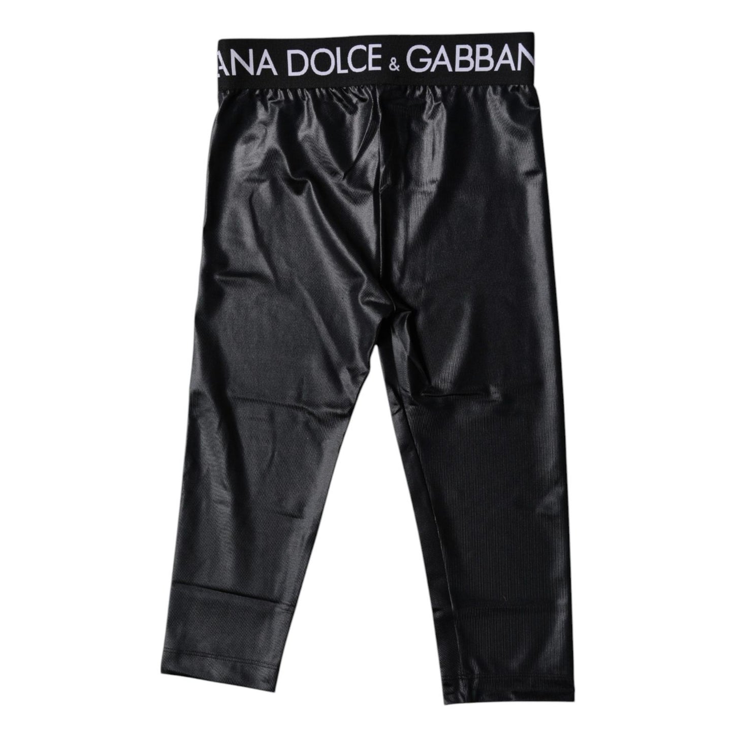 Dolce & Gabbana Black Logo Nylon Cropped Tights Pants Underwear