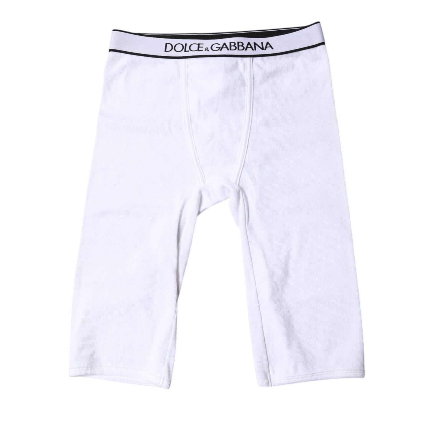Dolce & Gabbana White Logo Cotton Cropped Tights Underwear
