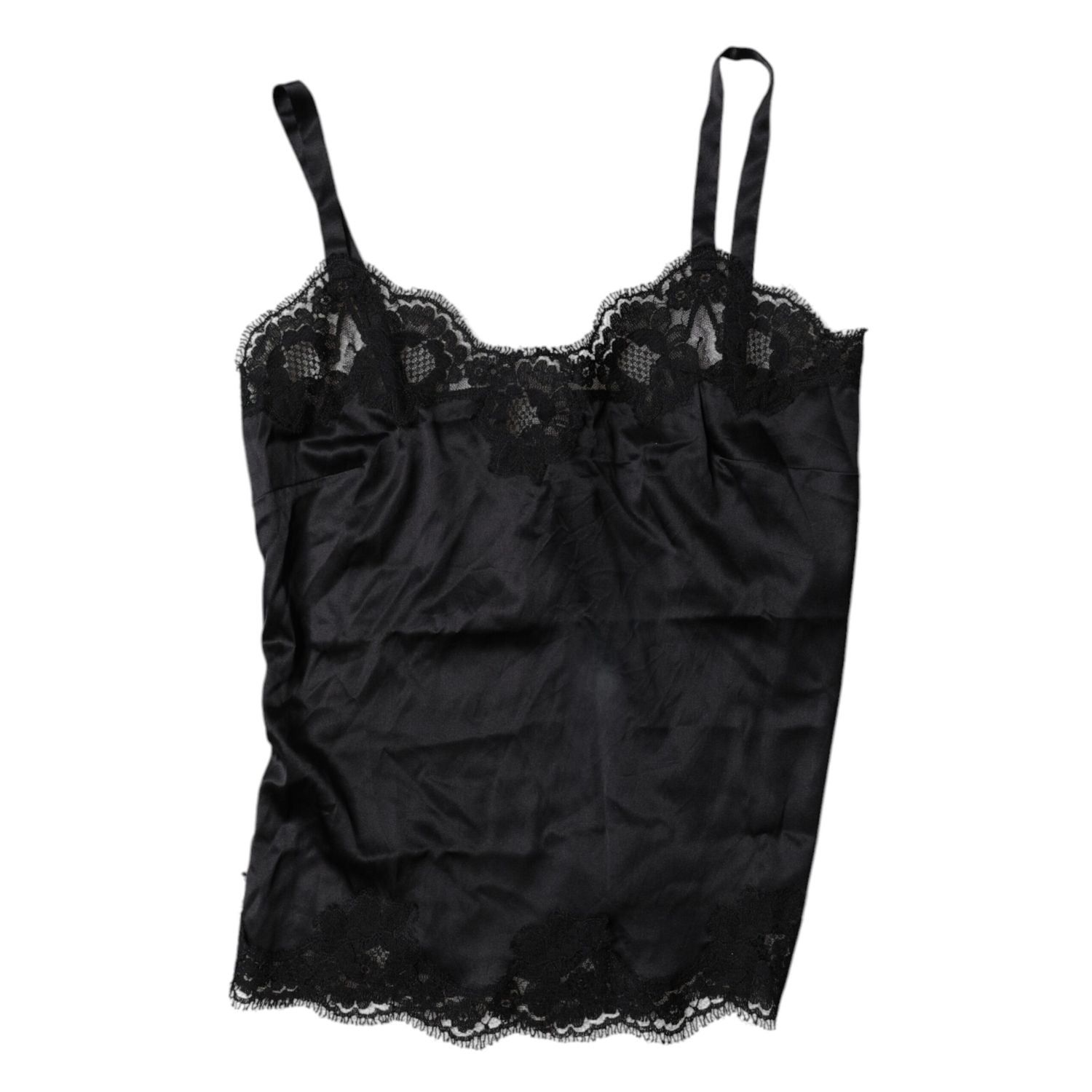 Dolce & Gabbana Black Lace Silk Blend Camisole Top Underwear