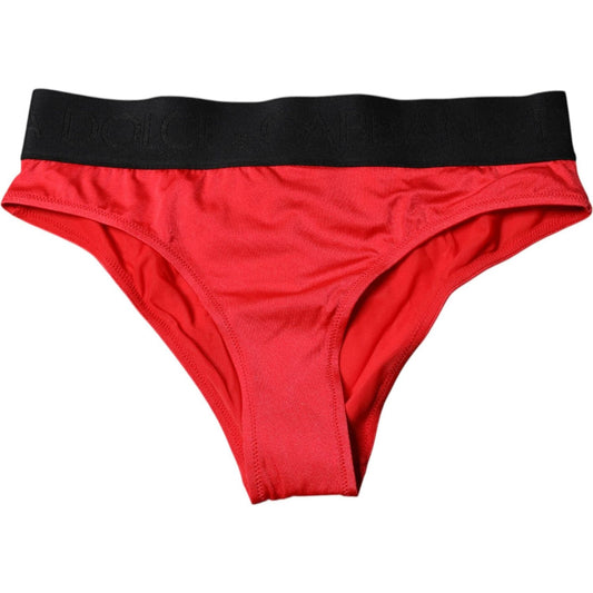 Dolce & Gabbana Red Nylon Stretch Mid Waist Panty Underwear BIK1993-2
