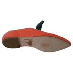 EBARRITO Orange Leather Bow Slip-on Loafers Ballet Flat Shoes