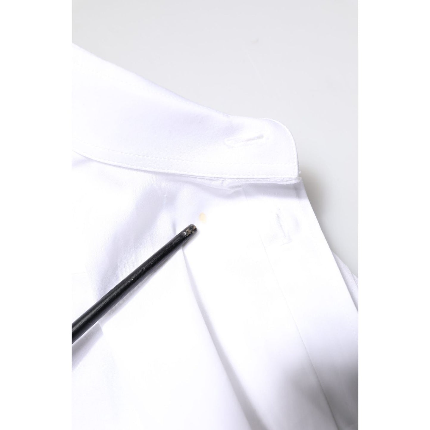 Dolce & Gabbana White GOLD Cotton Long Sleeves Men Dress Shirt