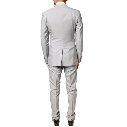 Dolce & Gabbana Light Gray Wool GOLD 2 Piece Formal Suit