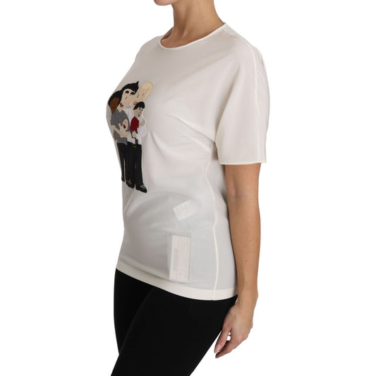 Dolce & Gabbana White Silk Stretch #dgfamily T-shirt TSH3082-36
