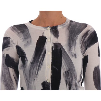 Dolce & Gabbana Cardigan Lightweight Silk Paint Stroke Sweater