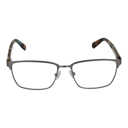 Guess Gray Men Glasses Frame, gunmetal color, metal material, rectangle style, full-rim design, spring hinge, size 55-17-145.
