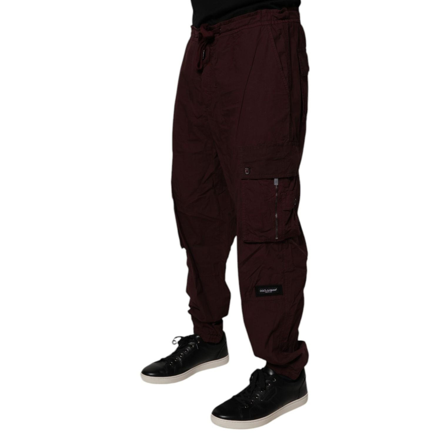 Dolce & Gabbana Maroon Cotton Cargo Jogger Sweatpants Pants