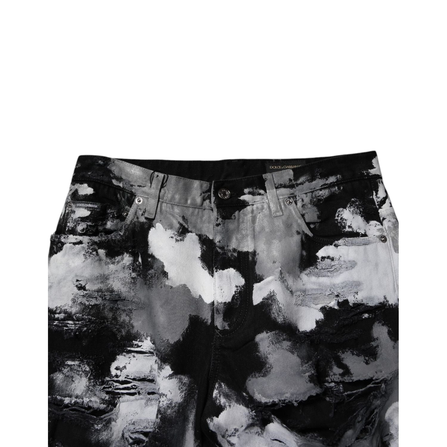 Dolce & Gabbana Multicolor Camouflage Tattered Skinny Denim Jeans