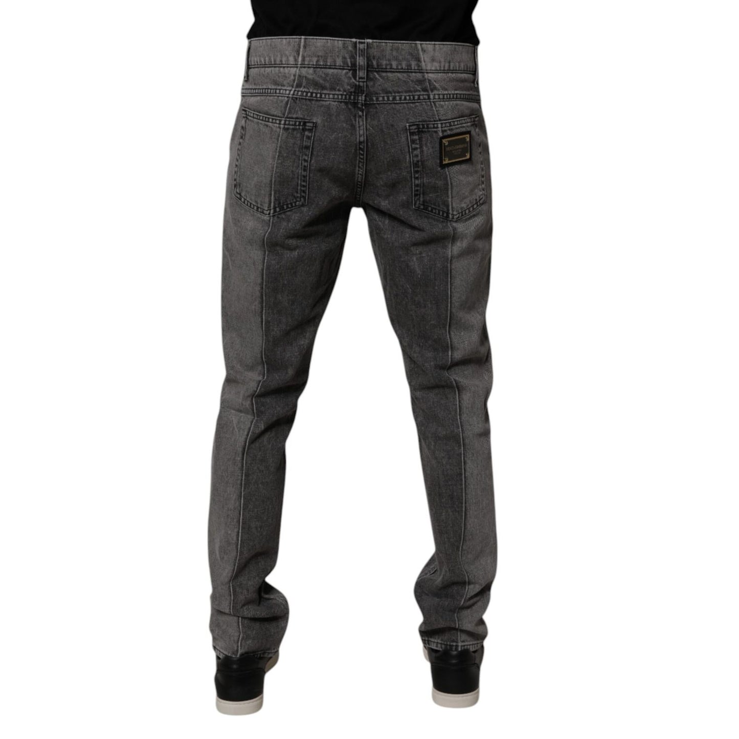 Dolce & Gabbana Two Tone Gray Cotton Denim Jeans