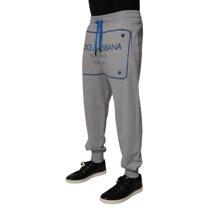 Dolce & Gabbana Gray Logo Cotton Men Jogger Sweatpants Pants