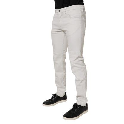 Dolce & Gabbana White Cotton Stretch Skinny Slim Denim Jeans
