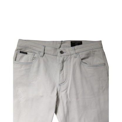 Dolce & Gabbana White Cotton Stretch Skinny Slim Denim Jeans
