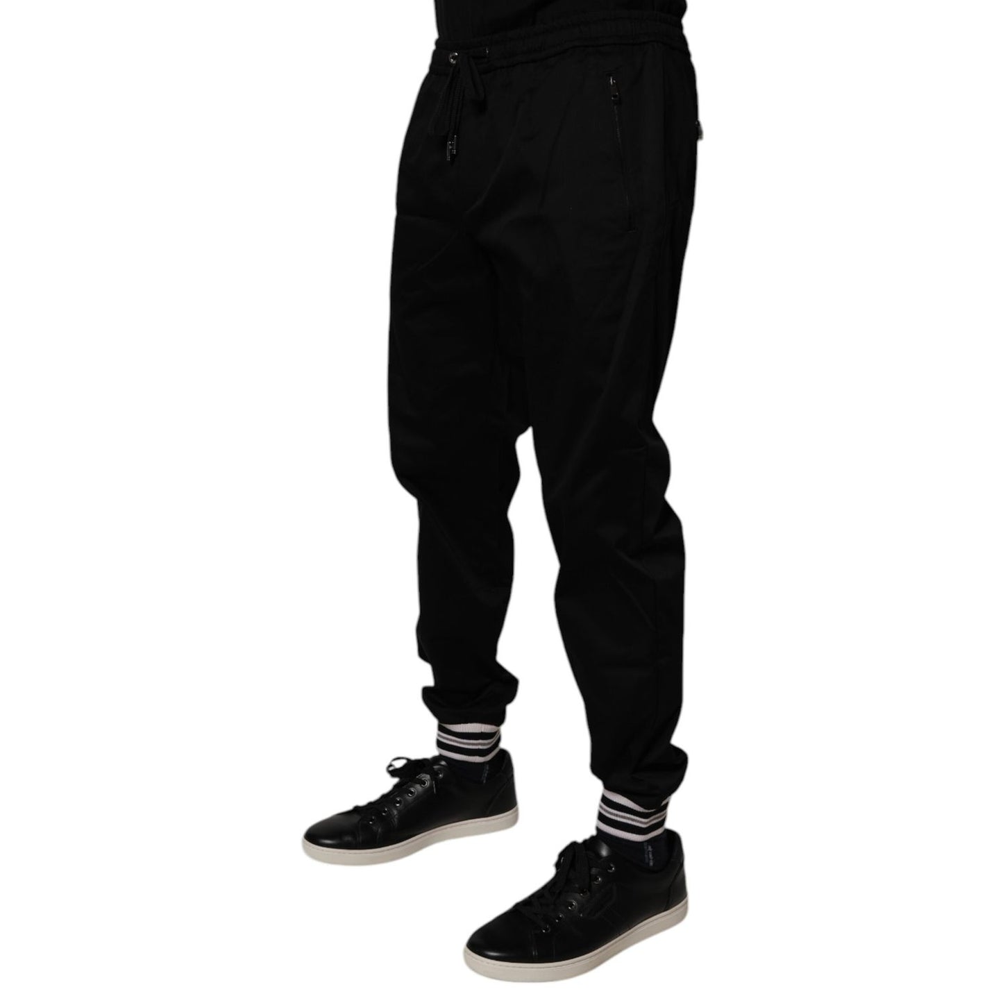 Dolce & Gabbana Black Cotton Stretch Jogger Sweatpants Pants