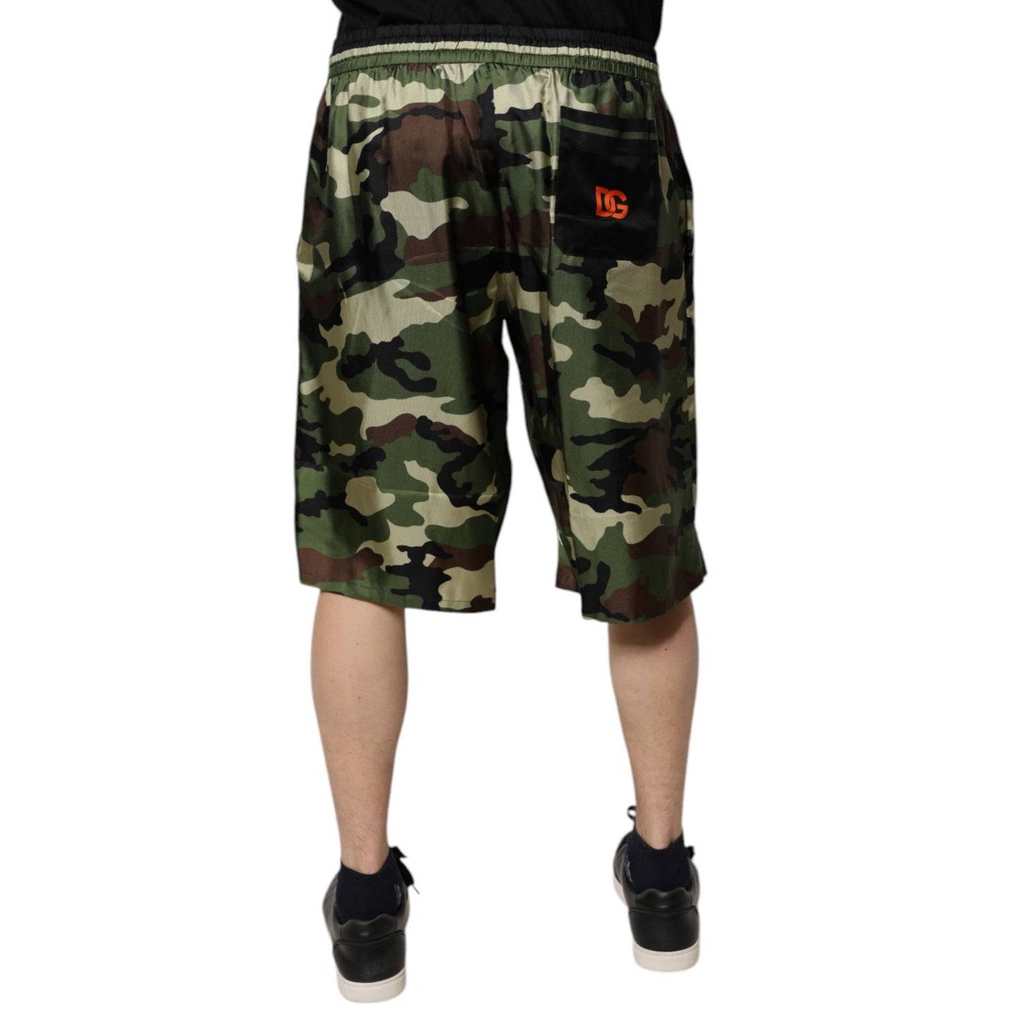 Dolce & Gabbana Multicolor Camouflage Silk Mid Waist Bermuda Shorts
