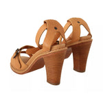 See By Chloé Brown Leather Studded Ankle Strap Sandals Shoes