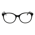Guess Black Women Glasses Frame, black acetate round full-rim, 55-18-140 size with spring hinge, demo lenses, includes branded case.
