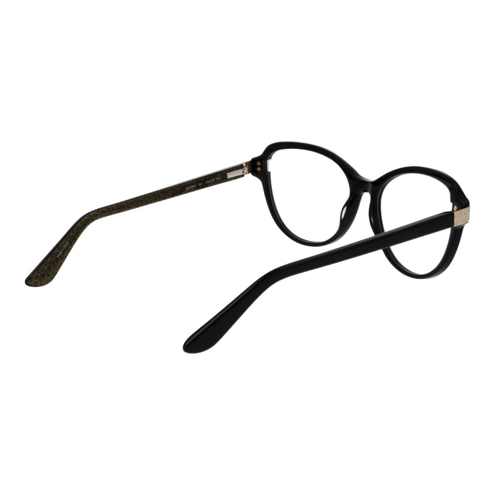 Guess Black Women Glasses Frame in acetate, black full-rim cat eye style with demo lenses.