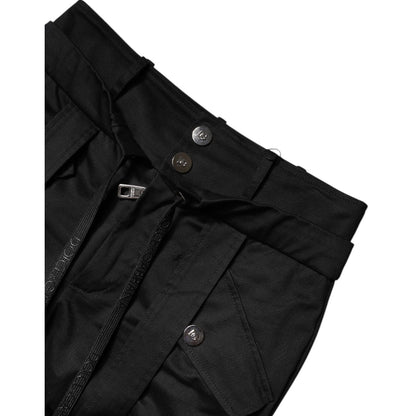 Dolce & Gabbana Black Cotton High Waist Cargo Pants