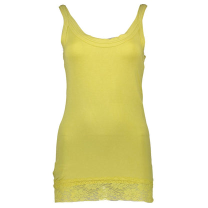 Silvian Heach Yellow Cotton Womens Tank with Lace Detail
