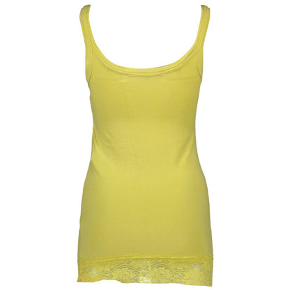 Silvian Heach Yellow Cotton Womens Tank with Lace Detail