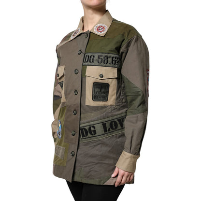 Dolce & Gabbana Military Green Cotton Button Down Jacket
