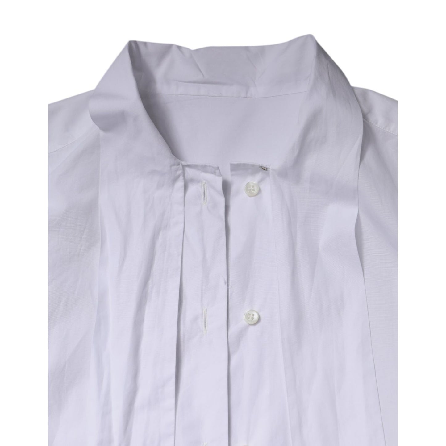 Dolce & Gabbana White Ascot Collar Long Sleeve Blouse Top