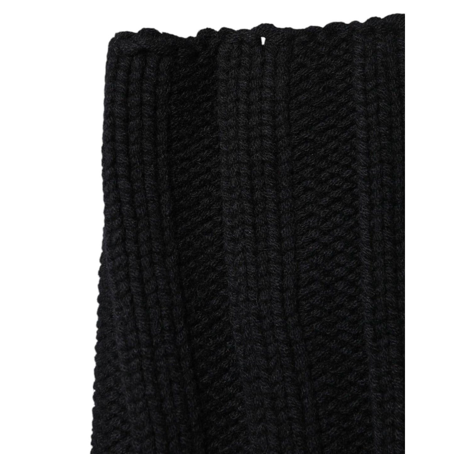 Dolce & Gabbana Black Cashmere Knitted Neck Warmer Foulard Scarf