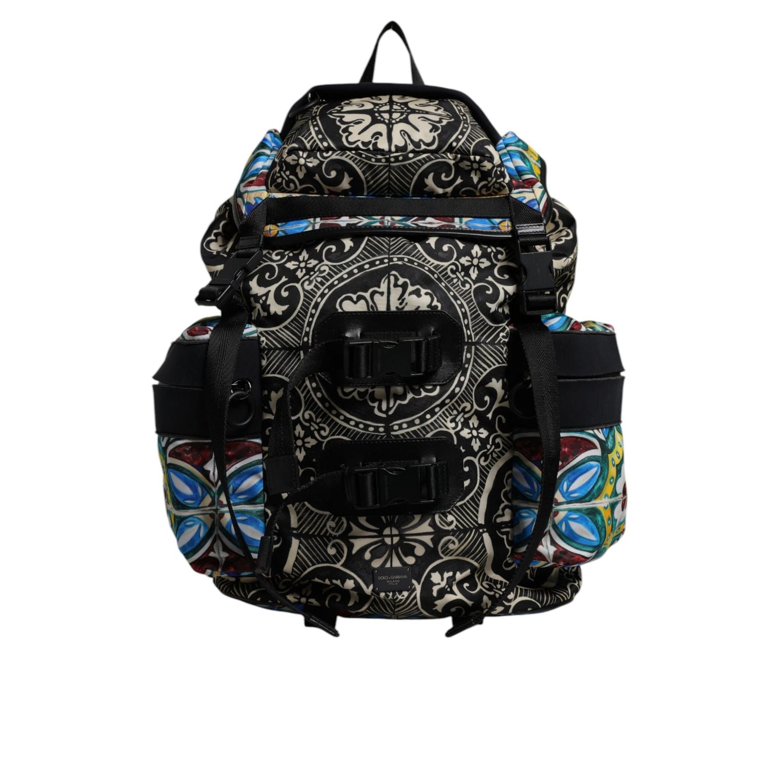Dolce & Gabbana Multicolor Maiolica Print Nylon Backpack Bag