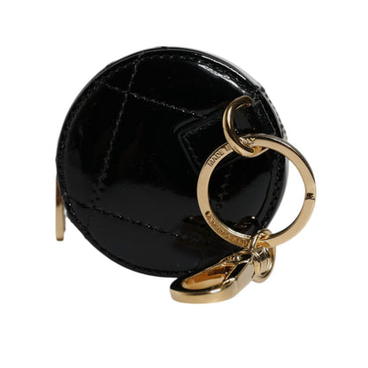 Dolce & Gabbana Black Lamb Leather DG Crystal Round Coin Purse Wallet Dolce & Gabbana
