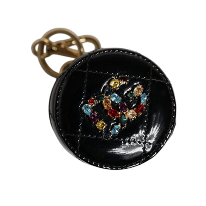 Dolce & Gabbana Black Lamb Leather DG Crystal Round Coin Purse Wallet Dolce & Gabbana