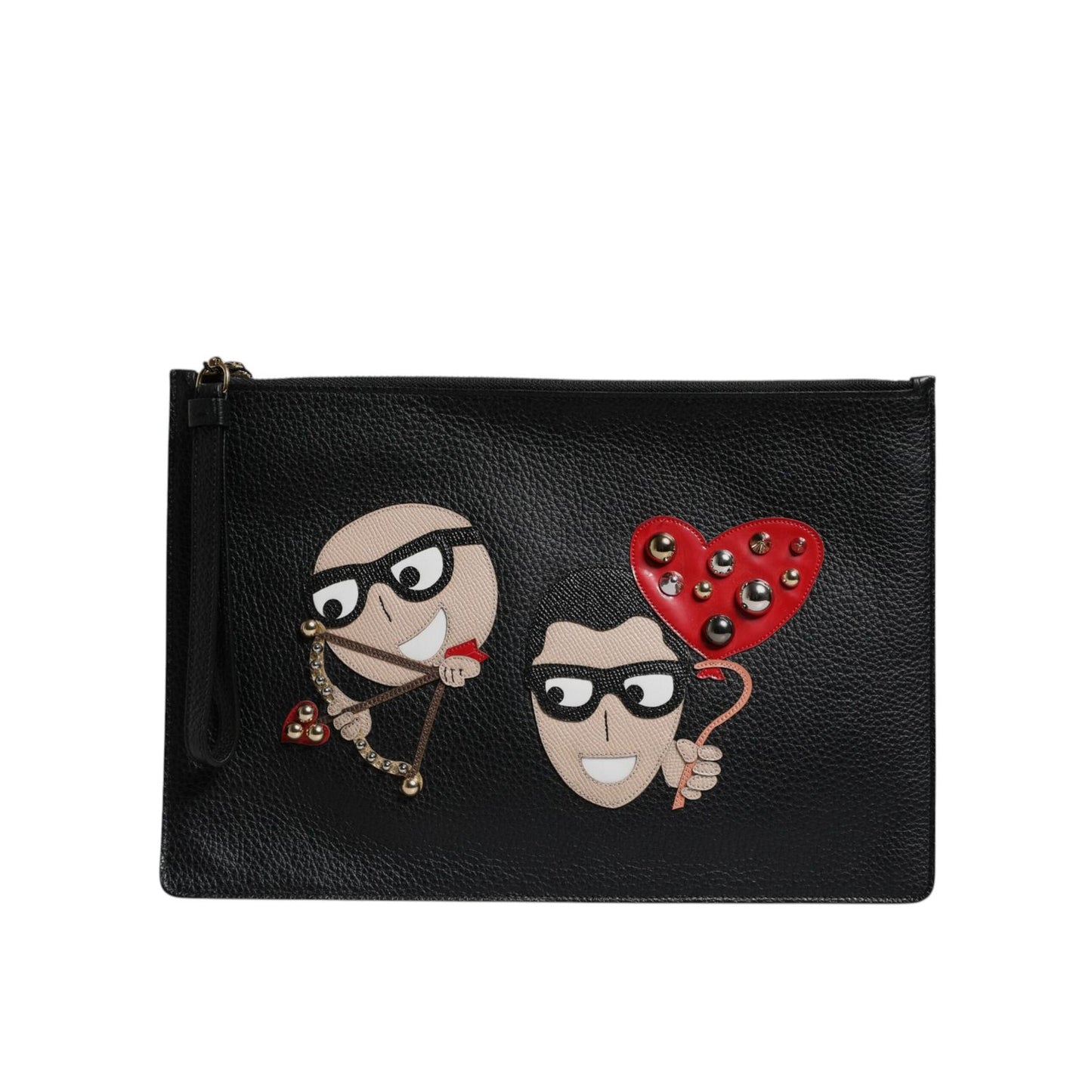 Dolce & Gabbana Black #DGFamily Embellished Leather Clutch Bag Dolce & Gabbana