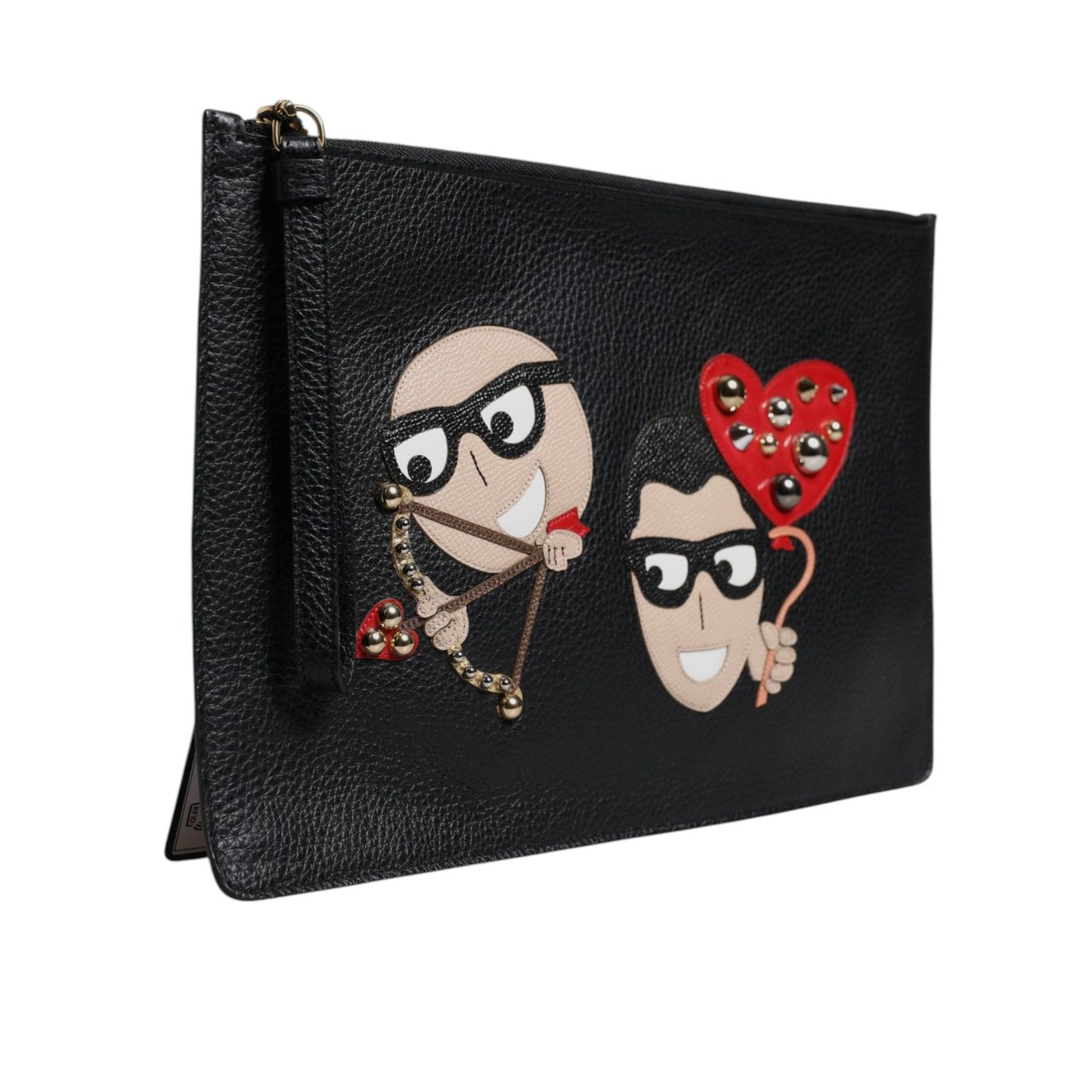 Dolce & Gabbana Black #DGFamily Embellished Leather Clutch Bag Dolce & Gabbana