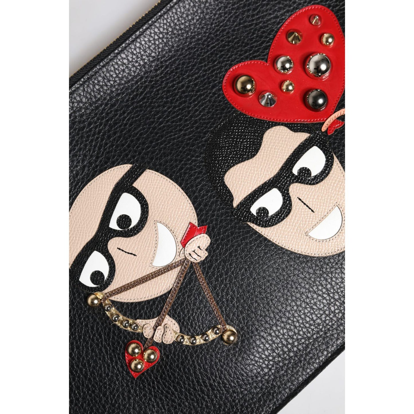 Dolce & Gabbana Black #DGFamily Embellished Leather Clutch Bag Dolce & Gabbana