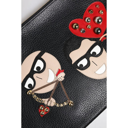 Dolce & Gabbana Black #DGFamily Embellished Leather Clutch Bag Dolce & Gabbana