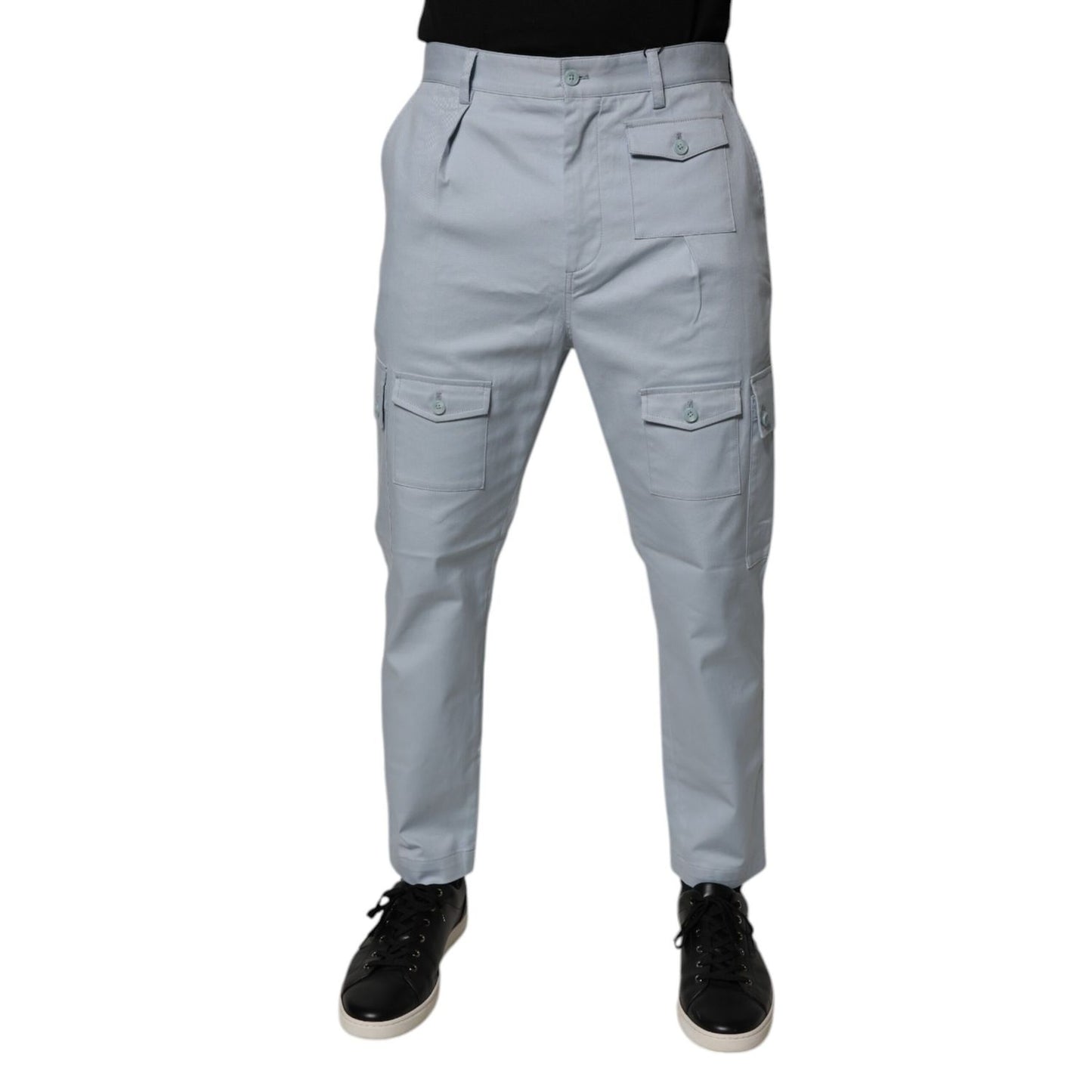 Dolce & Gabbana Light Blue Cotton Cargo Tapered Pants
