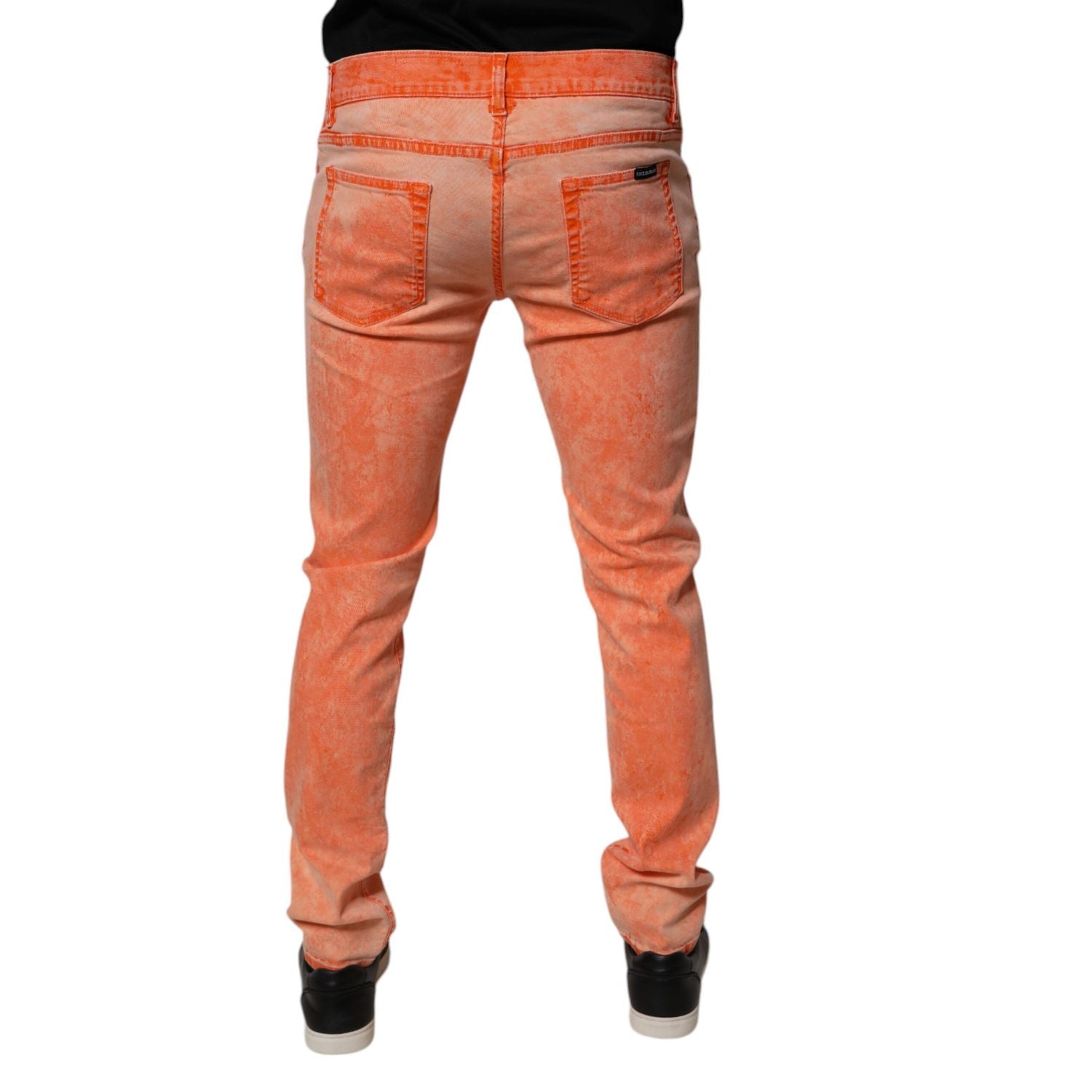 Dolce & Gabbana Orange Tie Dye Cotton Skinny Men Denim Jeans