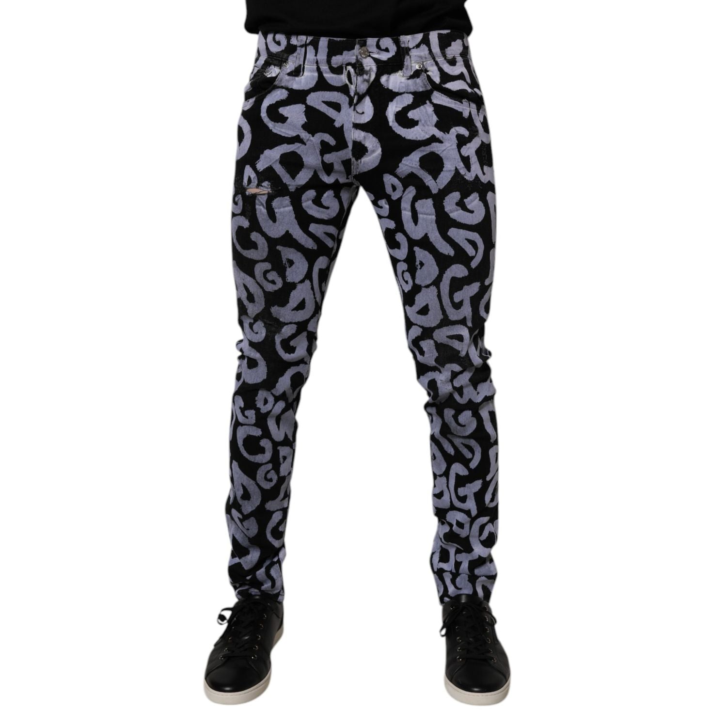 Dolce & Gabbana Black Logo Monogram Cotton Skinny Denim Jeans