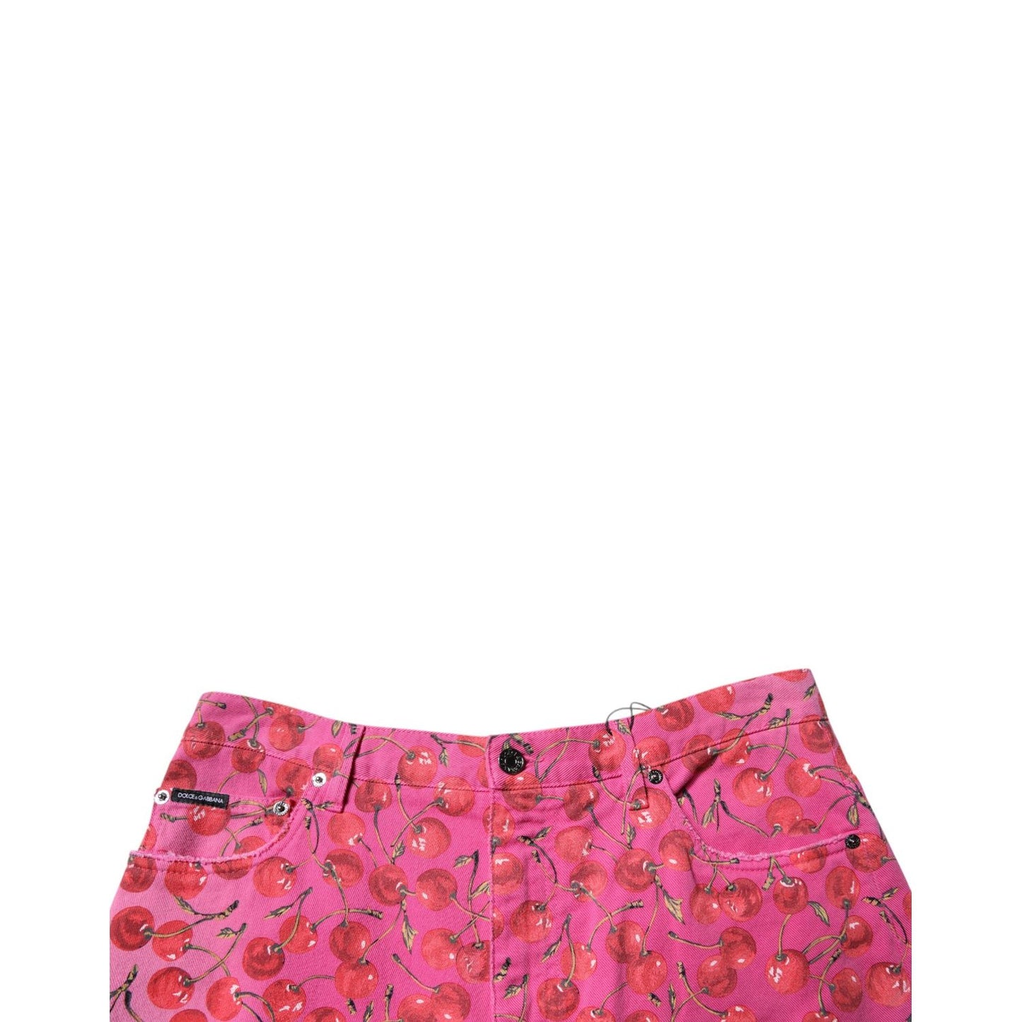 Dolce & Gabbana Pink Cherry Print Cargo Cotton Shorts
