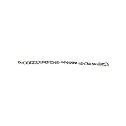 Dolce & Gabbana Silver Tone Chain Lobster Clasp Logo Gray Pearls Bracelet