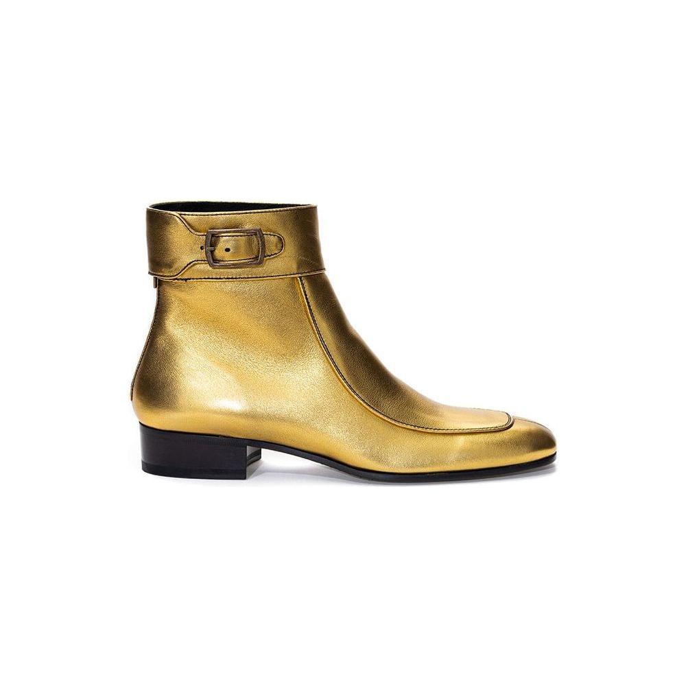 Saint Laurent Gold Leather Ankle Boots