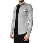 Dolce & Gabbana Metallic Gray Cotton Button Down Shirt